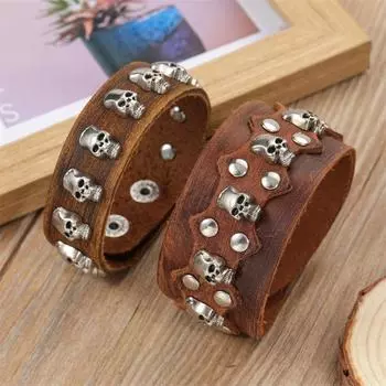 Очаровательные ювелирные изделия ручной работы браслет-манжета из натуральной кожи для мужчин wide