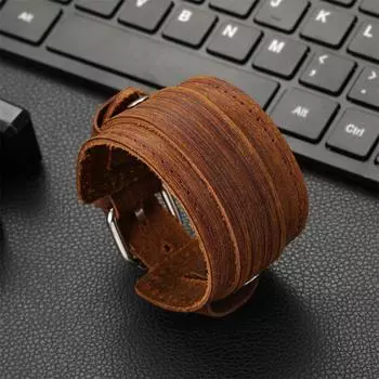 Очаровательные ювелирные изделия ручной работы браслет-манжета из натуральной кожи для мужчин коричневый