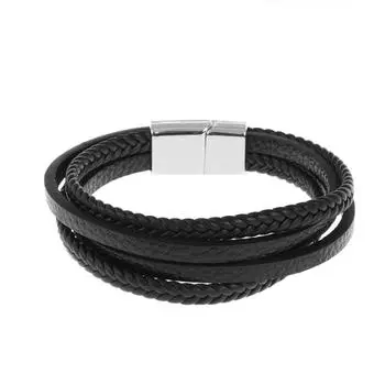 Очаровательные ювелирные изделия ручной работы кожаный браслет-манжета с магнитом для мужчин black brown