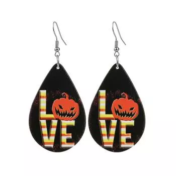 Очаровательные ювелирные изделия, серьги-капли из дерева тыквы на Хэллоуин для женщин 1
