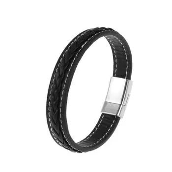 Очаровательные ювелирные изделия, тканые манжеты ручной работы, кожаный магнитный браслет для мужчин коричневый