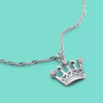 Очаровательные ювелирные изделия, женское ожерелье из стерлингового серебра 925 пробы с фианитом, кулон в форме короны, 16-18 дюймов, подарок на годовщину 45CM