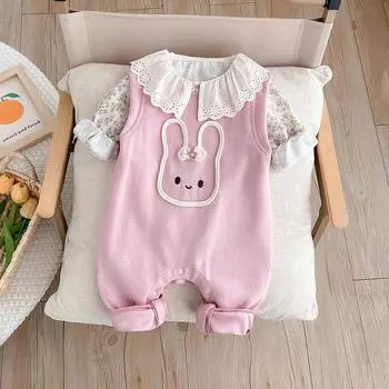 Очаровательные весенние и осенние наряды для девочек: Комбинезоны, комбинезоны принцесс и комбинезоны для прогулок 90 cm розовый