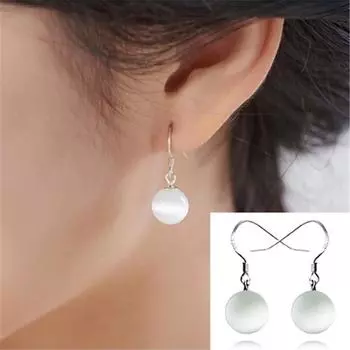 Очаровательные висячие серьги с белым лунным камнем, свадебные украшения, подарки для женщин 8mm серебряный