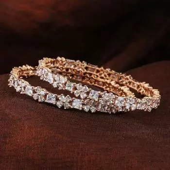 Очаровательные женские браслеты Estele с покрытием из розового золота, CZ и белыми кристаллами