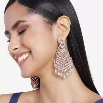 Очаровательные женские серьги Estele с покрытием из розового золота и CZ