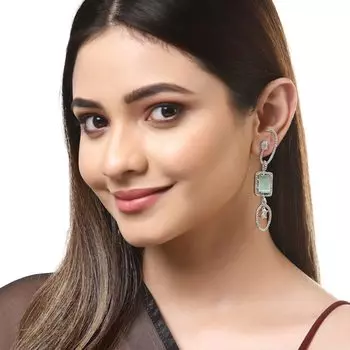 Очаровательные женские серьги-гвоздики геометрической формы из латуни с американским бриллиантом и родиевым покрытием