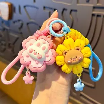 Очаровательный 3D-брелок с подвеской в виде цветка в виде медведя и кролика Individually Packaged