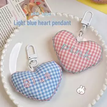 Очаровательный 3D-брелок в виде сердца в клетку, школьный рюкзак, подвеска - идеальный подарок для подруг или пар, аксессуар для сумки для женщин