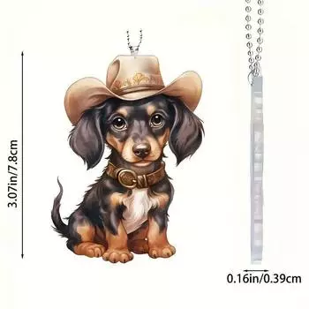 Очаровательный акриловый 2D кулон в виде собаки, декоративный подвесной талисман для автомобиля для дома, брелок и