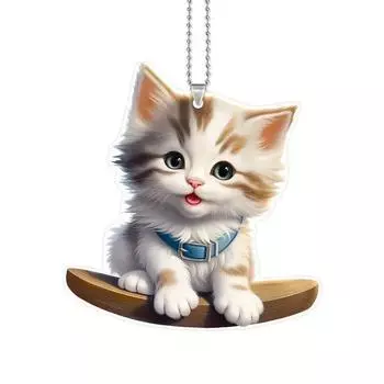 Очаровательный акриловый брелок для автомобиля с кошкой, идеально подходящий для украшения салона автомобиля в милом стиле