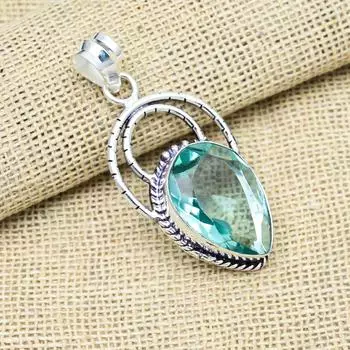 Очаровательный акваапатит драгоценный камень ручной работы ювелирные изделия из стерлингового серебра 925 пробы кулон подарок для любви 1.96 Inches синий