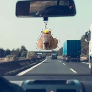 Очаровательный автомобильный акриловый кулон в виде капибары, универсальный срок службы, длительная установка, забавное легкое украшение для ключей A