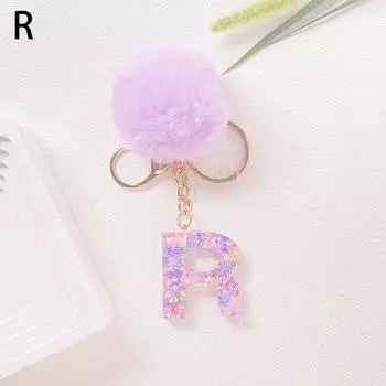Очаровательный блестящий брелок с инициалами, сверкающий каучуковый кулон в виде алфавита с пушистой буквой, шарм для девочек, сумок, рюкзаков, аксессуаров