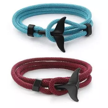 Очаровательный браслет из веревки с хвостом кита для мужчин, красочный якорь для выживания, браслеты дружбы, женские ювелирные изделия дружбы ручной работы вино красного