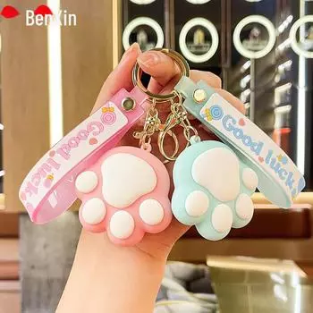 Очаровательный брелок для ключей и подвеска для автомобиля в виде кошачьей лапки - симпатичный брелок для сумки и небольшой подарочный орнамент для девочек Single OPP Bag