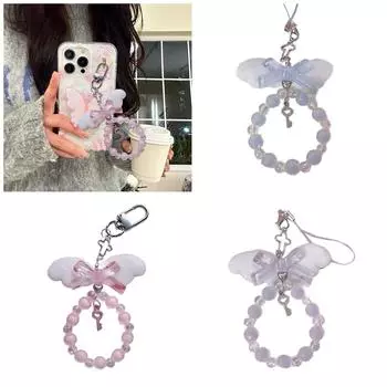 Очаровательный брелок для телефона с ангелом и бантом, художественный брелок с бантом в виде ангела, модный подвесной ремешок для камеры и телефона, украшение синий