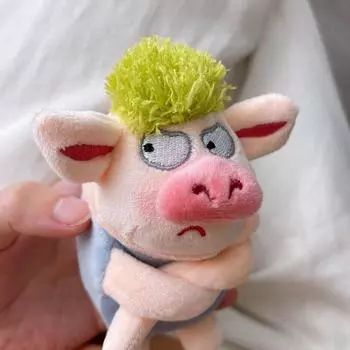 Очаровательный брелок с животными, зеленые забавные волосы, животные, свинья, кукла, игрушка, плюшевый кулон зелёный
