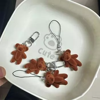 Очаровательный брелок в виде мультяшной собаки, уютный плюшевый брелок с текстурой медведя, сумка-подвеска, аксессуар для сумок