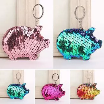 Очаровательный декор, животное, свинья, блестки, блестящий брелок, милые аксессуары, кулон, женский брелок синий