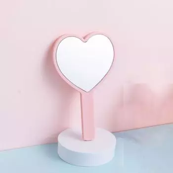 Очаровательный дизайн Зеркало с ручкой в форме сердца, удобное для переноски, портативное зеркало для макияжа, инструмент для макияжа чёрный