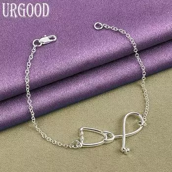 Очаровательный геометрический браслет из стерлингового серебра 925 пробы, модные ювелирные изделия, подарок 20cm