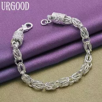 Очаровательный геометрический браслет из стерлингового серебра 925 пробы, модные ювелирные изделия, подарок 20cm