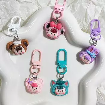 Очаровательный кавайный кулон, милый смоляный мультфильм, закуска, картофель фри, маленький круглый брелок для лица для женщин, девочек, детская автомобильная сумка, прекрасный подарок as the picture