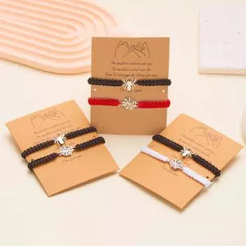 Очаровательный комплект браслетов для пары на Хэллоуин, паутина для женщин и мужчин, простая тканая веревка ручной работы, карта желаний, ювелирные изделия в виде дружбы с животными, подарок