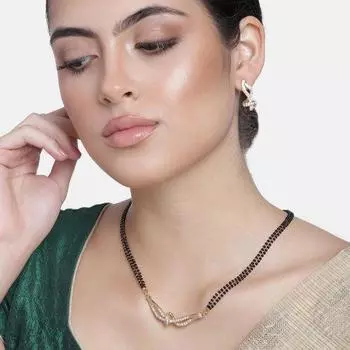 Очаровательный комплект колье Estele Mangalsutra с позолотой и австрийскими кристаллами для женщин