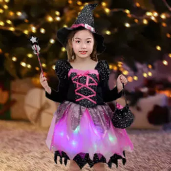 Очаровательный костюм ведьмы на Хэллоуин для девочек - магический наряд для ролевых игр и представлений Without Light 120cm