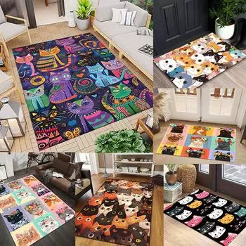 Очаровательный ковер с принтом «Собирание кошек» большой моющийся коврик для гостиной спальни кабинета игровой зоны коврик для двери домашний декор ковер 40X60cm-16x24in