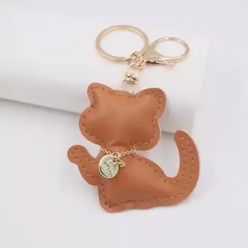 Очаровательный кожаный брелок в виде котенка - подвеска в виде счастливого кота для сумок и автомобилей Small Cat Keychain