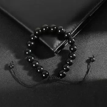 Очаровательный красивый браслет для вечеринки из натурального камня, модные украшения из бисера чёрный