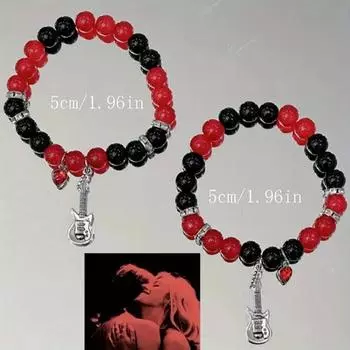 Очаровательный красный микрофон с гитарой и микрофоном, браслет из бисера, одинаковые браслеты для ТВ и девушек, Y2k, эстетика, вечерние ювелирные изделия, аксессуары, подарки