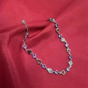 Очаровательный Кристалл Фиолетовый Женский Браслет Ювелирные Изделия Мода Девушка Серебряные Браслеты 925 Для Женщин Невесты Свадьба Помолвка Бижутерия Подарок