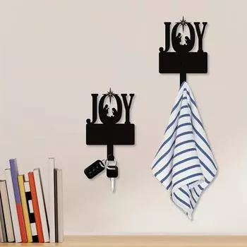 Очаровательный металлический рождественский крючок для яслей Joy — идеально подходит для подвешивания ключей и украшения стен в это Рождество M бронзовый