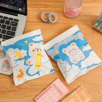 Очаровательный мини-бумажный пакет с мультяшным облачным медведем для украшения и хранения 10PCS