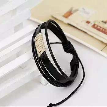 Очаровательный мужской женский браслет в стиле ретро, многослойный кожаный браслет-манжета