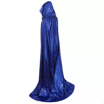Очаровательный плащ ведьмы с капюшоном для Хэллоуина и косплей-мероприятий синий