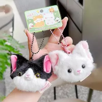 Очаровательный плюшевый брелок в виде кошки породы рекс девон, милый парный шарм для рюкзака, подарок, аксессуар