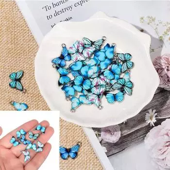 10 шт. Серьги аксессуары DIY Материал ожерелье браслет ручная работа подвески синяя бабочка 2x1.4cm