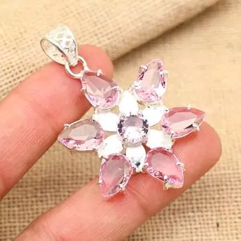 Очаровательный розовый кунцитовый драгоценный камень ручной работы из стерлингового серебра 925 пробы для женщин