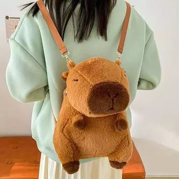 Очаровательный рюкзак с поводком Capybara, пушистые мягкие игрушки Capybara, кукольные рюкзаки, повседневная сумка с поводком для детей, девочек и женщин
