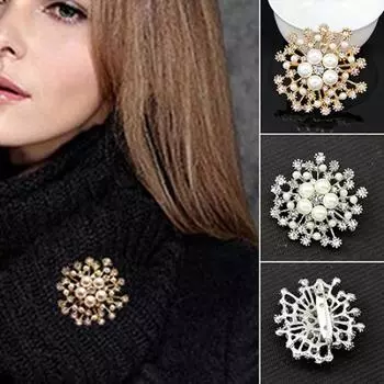 Очаровательный шарф со стразами, имитация жемчуга, свитер, брошь, булавка, свадебные украшения серебряный