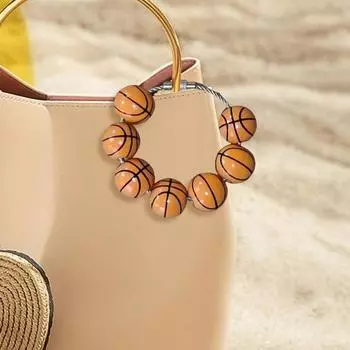 Очаровательный стиль бейсбольной сумки для сумок Bogg, деревянные бусины с бейсбольным узором, легкое крепление rugby