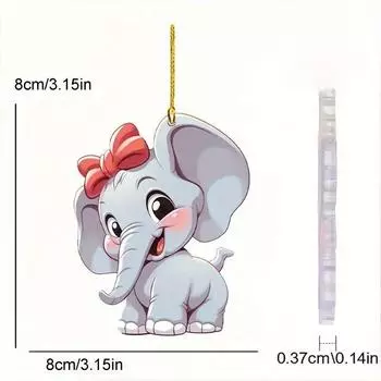 Очаровательный стиль Мультяшный акриловый слон Подвесное украшение с галстуком-бабочкой Для автомобилей