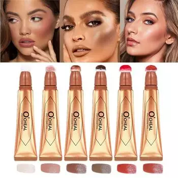 OCHEAL Многофункциональные румяна для макияжа, хайлайтер и контурный карандаш с жемчугом, тонкий мерцающий матовый натуральный осветляющий косметический карандаш для лица 01