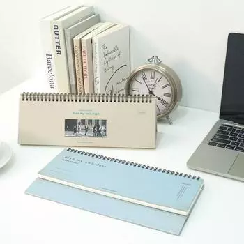 Ocheck Standing Weekly Planner Настольный еженедельный планировщик, популярная фраза в Корее. vintage blue