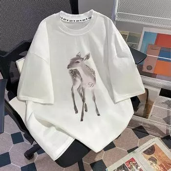 Очень большая футболка с мультяшным принтом и короткими рукавами и одежда для защиты от солнца M